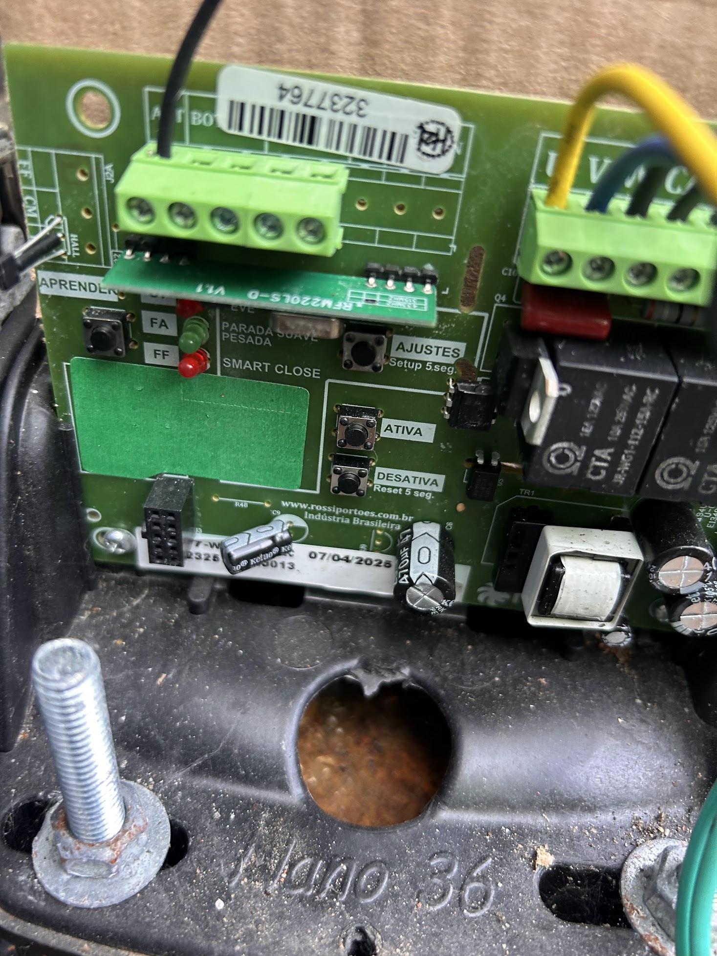 Placa eletrônica de central para automatizador de portão